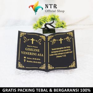 Papan Nama Batu Nisan Granit Model Bentuk Buku Full Ukir Makam Kuburan Kijing Lempengan Islam