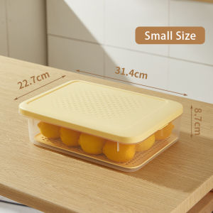 JustLiving Food Storage Containers Vegetable Organizer with Lid Clear Fridge Crisper Keep Food Fresh BPA Free Kitchen Organizer Bins Food-Grade Container with Drainage Layer