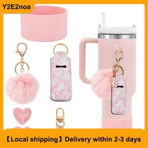 【Local shipping】 6pcs Accessories Set Water Bottle Boots Cover Mini Hooks Lipstick Sleeve Pouch Pom Daisy Charm Keychain For Stanley Tumbler