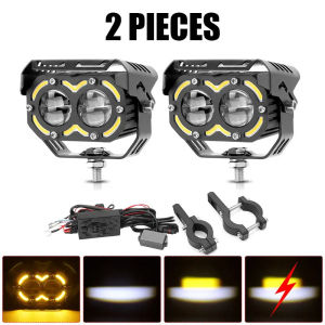 ไฟสปอร์ตไลท์ LED รถจักรยานยนต์พร้อมไฟเลี้ยววิ่งขับรถทำงานไฟตัดหมอกด้านหน้า Auxiliar ชุดไฟหน้าอุปกรณ์เสริมในรถยนต์