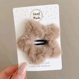 Kẹp tóc ngôi sao lông xù Hàn Quốc siêu xinh – Cặp 2 cái – Phụ kiện tóc dễ thương màu pastel cực yêu