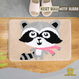 Bright Crown Keset Bulu Motif Rubah / Keset Bulu Rumah Animal 40X60CM 3 WARNA Import