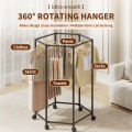 360° Rotating Clothes Rack With Wheels Thickened Metal Clothes Rack Stand Heavy Duty Circular Clothes Hanger Organizer For Balcony Bedroom Laundry Room. 