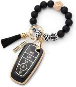 For FORD Accessories Wristlet Key Fob Cover Anti-Fingerprint Special TPU Key Case，Compatible With Ford Edge Escape Expedition Explorer Fusion Mustang Ranger F-150 F-250 F-350 F-450