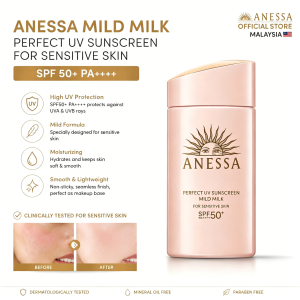 New Anessa Perfect UV Sunscreen Mild Milk SPF 50+ PA++++ Sun Protection & Sweat Resistant (60ML)