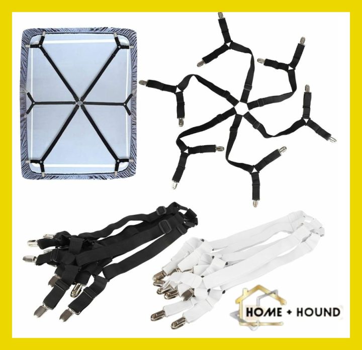 Home+Hound 6 Sides Crisscross Bed Fitted Sheet Straps Suspender Gripper