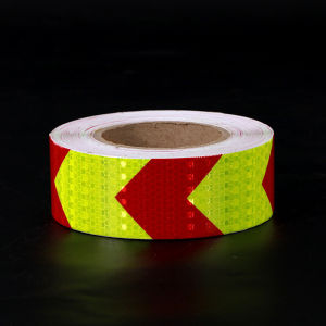 5cmx3m Reflector Adhesive Fluorescent Yellow Red Arrow Reflective Tape Warning Sticker For Road Sign