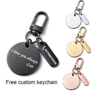 Custom Tel Number Keychain Personalized Stainless Steel Key Rings for Christmas Crafts DIY Gifts