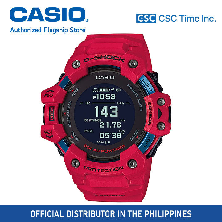 Casio G Shock GBD H1000 4DR GBD H1000 Red Resin Strap GPS Heart