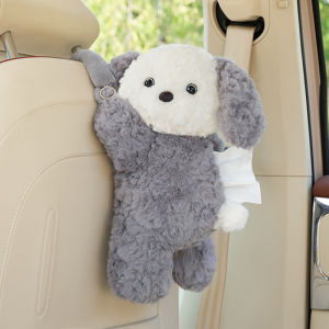 Cute Plush Hanging Car Tissue Holder Adorable Animal Doll Seat Back Mount 1Pc For Auto Interior Decor