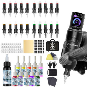 POSEIDON Tattoo Pen Kit- Wireless Tattoo Machine with Digital LED Display and 2300mAh Capacity Power Supply Tattoo Pen with 20Pcs Tattoo Needles Cartridge for Artist