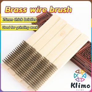 KLIMO Wire Brushes Copper Plated Steel Brushes with Wood Handle 16 x 6 Lines Wire Scratch Brush