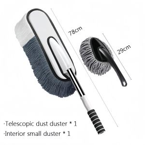 2pcs/Set Telescopic car cleaning brush duster brush car wash and dust removal cloth car care car maintenance