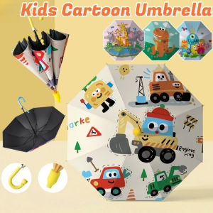 Kids Cartoon Umbrella Long Handle Sunscreen Umbrella Sunny Day Rainy Day General Use for Boys Girls