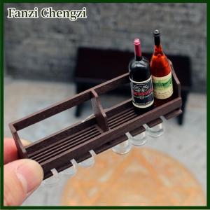 Fanzi 1Set Dollhouse Toy Simulation Wall Mounted Wine Rack Cup Rack Miniature Hanging Display Rack Model Play House Toy Decor Kid Gift
