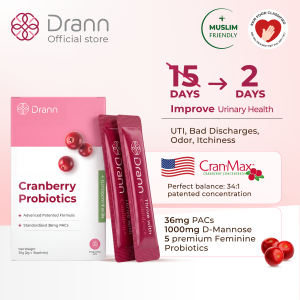 Dr Ann Cran-Max Probiotics NEW Formula | 36mg PACs + 1000mg D-Mannose + 6 Billion CFU | Urinary & Feminine Health | 15 Sachets