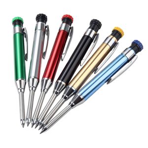 NOBLELYN 2.8mm Deep Hole Marking Pencil All Metal Built-in Sharpener Solid Carpenter Pencil Multifunctional Long Head Propelling Pencil Woodworking Construction