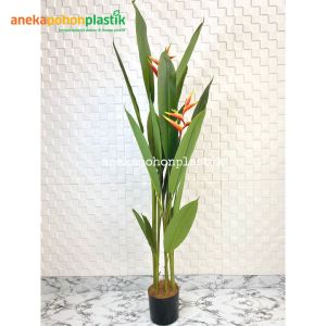 Pohon Hias Daun Pisangan Heliconia Bunga Bird Of Paradise T165 Latex Artificial Pot Dasar Hitam Plastik Dekorasi Ruangan Rumah Aesthetic