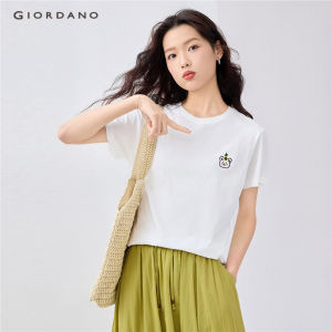 ✅ GIORDANO WOMEN Animal head embroidery short sleeve cotton tee 13325324 .C