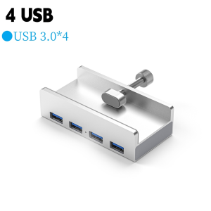 Kebidumei 4 Ports Aluminum External Dock Station USB 3.0 Type C Clip HUB with Power Supply TF Card Slot 5Gbps Data Transmission for PC