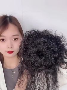 13*14-25ซม. 100% ผมมนุษย์ ชิ้นผมลอนดัด ปิดผมสีขาว ระบายอากาศได้และน้ำหนักเบา เพิ่มปริมาณผมสำหรับผู้หญิง