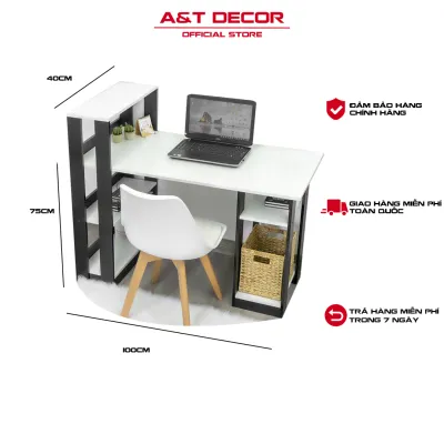 Bàn học bàn làm việc thiết kế sang trọng hiện đại chất gỗ MDF dễ dàng lắp ráp kích thước 100x75x40cm