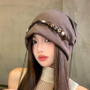 🔥🔥🔥adae Cổ điển Y2K baggy cap Ngôi Sao Tua Boho chuỗi trang trí Beanies cap đa năng phong cách dân tộc mùa thu mùa đông Áo Thun Mũ thời trang dạo phố
