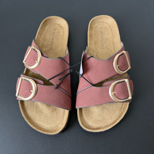 [Free Shipping] Double-buckle cork sole slip-on sandals for women non-slip wear-resistant breathable lining suitable for daily commuting versatile for outdoor wear slip-on shoes