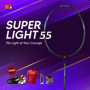 Hi-Qua Raket Badminton Bulutangkis Super Light 32Lbs Free tas Senar Grip dan Kaos