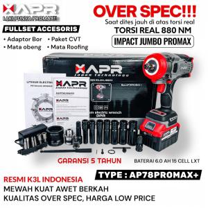 TERLARIS AP33PROMAXM 1850NM APR BOR IMPACT WRENCH CORDLESS 2 BATERAI 10CELL MESIN PEMBUKA BAUT RODA MOBIL MOTOR ORIGINAL