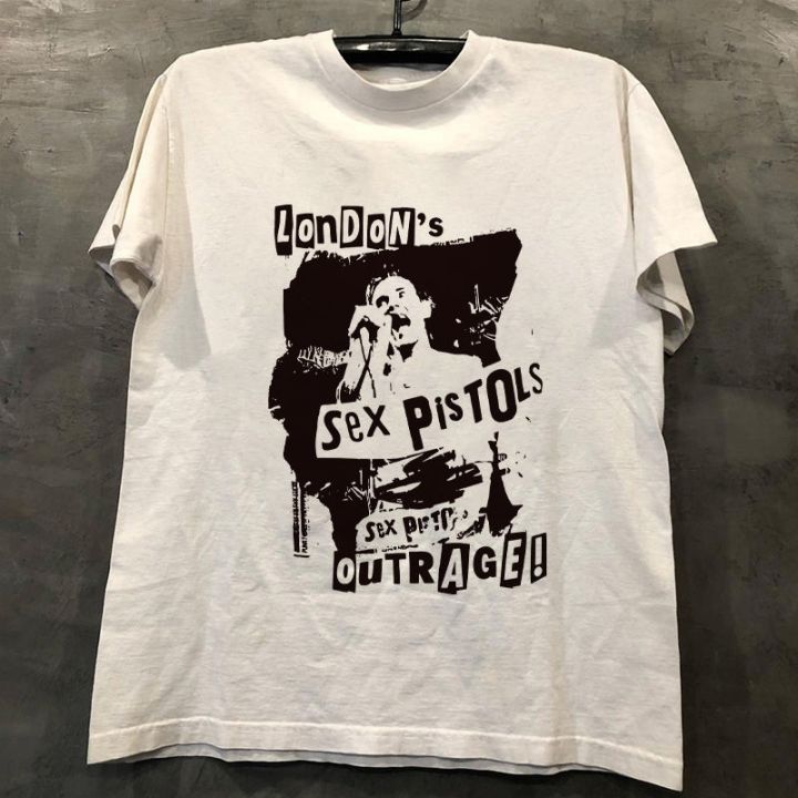 【hot】 เสื้อยืด Unisex แฟชั่นวงดนตรีพังก์ร็อกพิมพ์ลาย Sex Pistols เสื้อยืดผู้หญิงผู้ชายผ้าคอตตอน