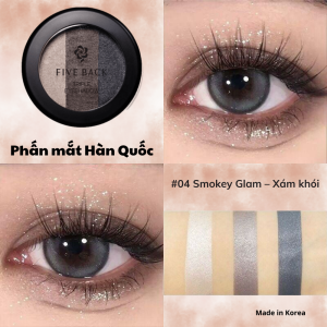 "[MUA 3 GIẢM 20%] TẶNG 5 mặt nạ Hàn Quốc trị giá 125k – Phấn mắt lì nhũ lấp lánh cao cấp phối 3 màu Hàn Quốc Five Back Triple Eyeshadow 3g chọn màu tặng 5 miếng Mặt nạ tinh chất tràm trà Farmstay Real Tea Tree Essence Mask 23ml