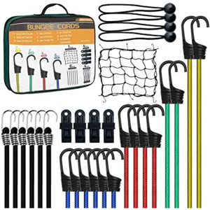 Motorcycle Cargo Tie Down Straps Bungee Cords Elastic Ropes Metal Hooks Anti Slip Rubber Coating For Secure Transport