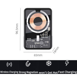 10000mah Magnetic Wireless Power Bank Transparent External Battery PD22.5W Fast Charger Wake On Touch for iPhone Xiaomi Samsung