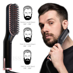 Mens Electric Beard Straightener Negative Ion Hair Straightening Brush Hair Straightener Wet & Dry Quick Styler