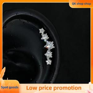 ✨QK shop✨ Silver Zircon Star Shiny Stud Earrings for Women Glamorous Jewelry for Christmas or New Year