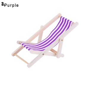 UUMIR Mini Home Decor 1:12 Scale Garden Decoration Folding Stripe Deck Doll Miniature Furniture Sunbathing Toy Dollhouse Beach Chair