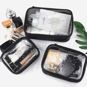Portable TPU Cosmetic Bag - Waterproof Toiletry Bag - Portable Toiletry Bag - Travel Organizer Pouch - Transparent Makeup Brush Storage Case