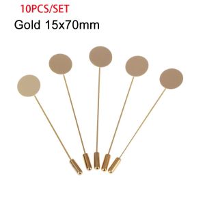 ADAM 10pcs/set Gold and Silver Jewelry Making Dress Brooches Accessories Cabochon Tray Pin Cameo