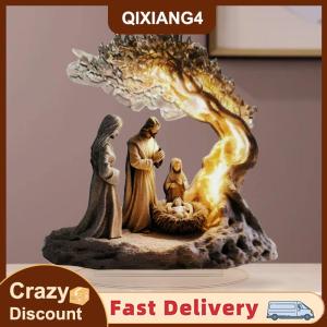 【QIXIANG4】 Phục sinh Chúa giáng sinh cảnh bức tượng bàn trang trí bức tượng Chúa giáng sinh đặt trang trí nội thất