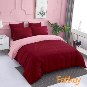 Bed Cover Set Sprei TwoTone Merah Maroon Pink - Ukuran Lengkap 90x200 - 200x200 - Fankay