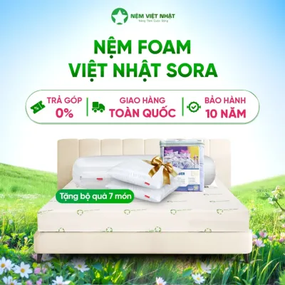 [Mua 1 tặng 7] Nệm Foam Sora Việt Nhật Cao Cấp Mềm Mại Độ Đàn Hồi Tốt BH 10 Năm - Tặng bộ ga gôi