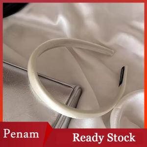 [PAM] Vintage Solid Cream Color Hairband Satin Silk Hair Bands Headwear For Women Girls Fashion Hair Hoops Headbands Hair Accessories
