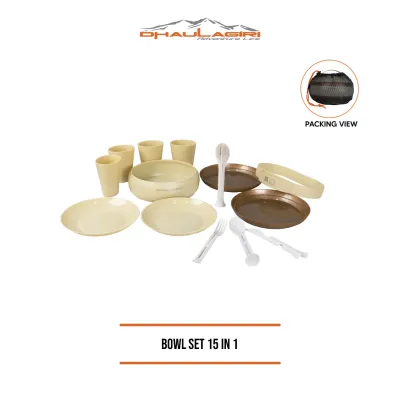 Dhaulagiri - Peralatan Makan - Bowl Set 15 In 1 - Alat Makan Camping Lengkap Food Grade BPA Free Compact dan Mudah Dibawa Kemana Saja