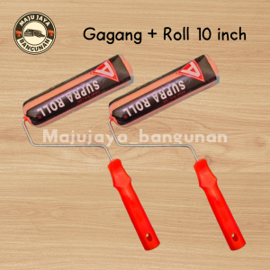 Kuas Roll Supra Besar 9 inch 10 inch Kuas Gulung Kuas Roll Kecil 4 inch Gagang dan Refill Isi Ulang