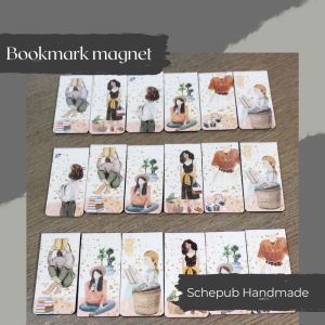 Thẻ đánh dấu trang sách bằng nam châm thiết kế có màng plastic bảo vệ mặt ngoài - Handmade