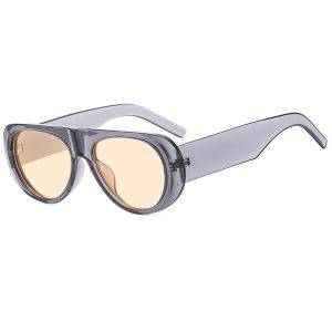 HULEQQI Cổ điển Kính mát khung lớn Thời trang Nhẹ Kính mát chân rộng Retro In họa tiết báo Kính UV400