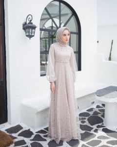 NEW -PREMIUM- NADINE DRESS LACE BRUKAT TILLE GAMIS MUSLIM READY JUMBO MAXI TERMURAH OUTFIT PESTA SIMPEL ELEGAN