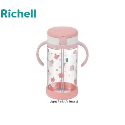 Richell Aqulea 320ml Straw Bottle with Bottom Cover