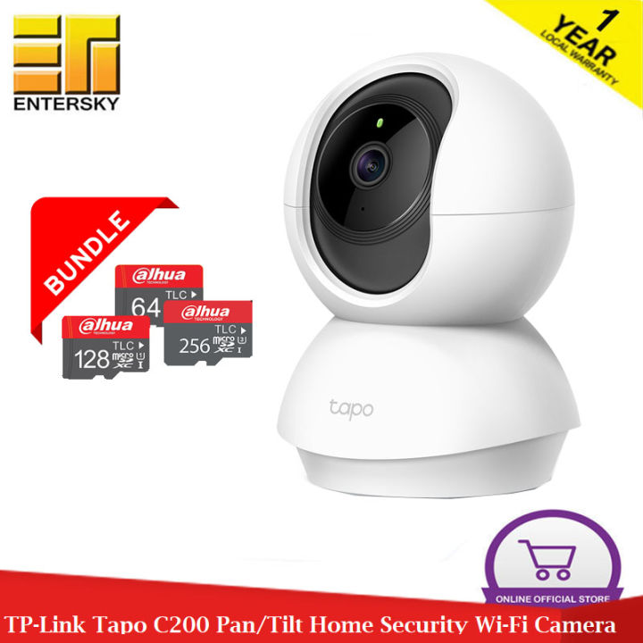 TP-Link Tapo C200 Pan/Tilt Home Security Wi-Fi Camera Bundle Micro SD ...